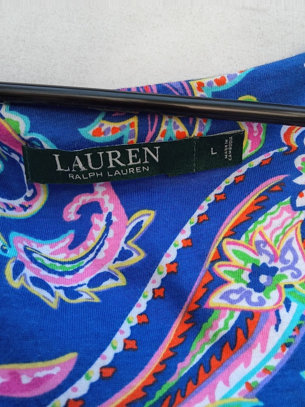 Lauren Ralph Lauren Royal Blue Paisley Midi Dress with Pink & Green Accents - Picture 4 of 8